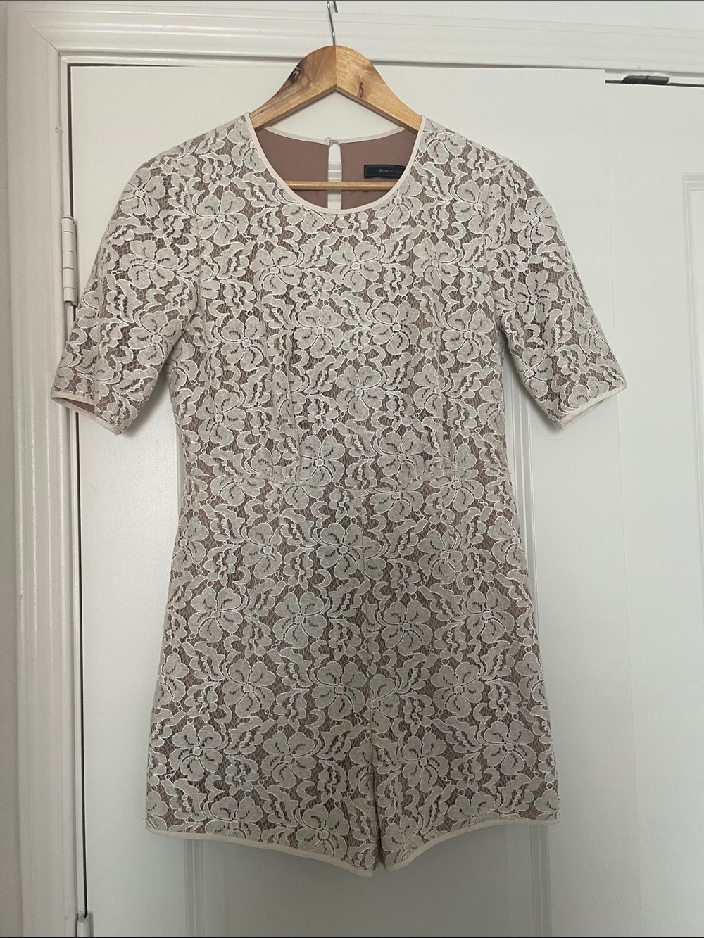BCBGMaxAzria Elegant Cream Lace Romper XS
